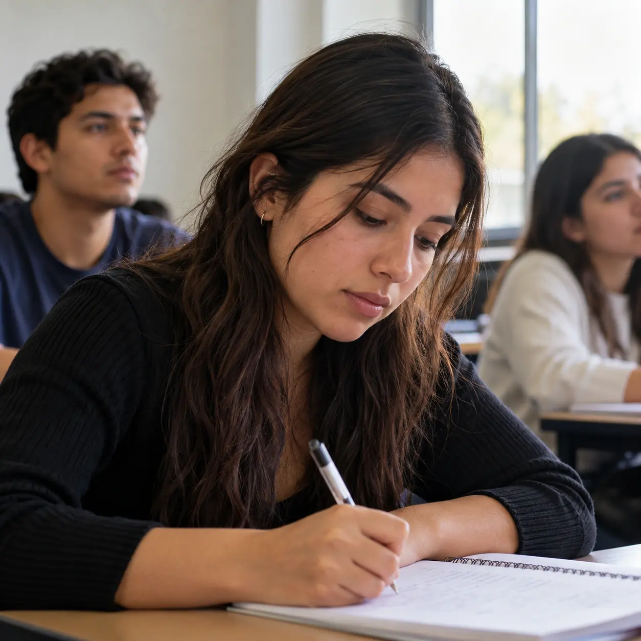 Estudiante tomando apuntes durante una sesión de aprendizaje